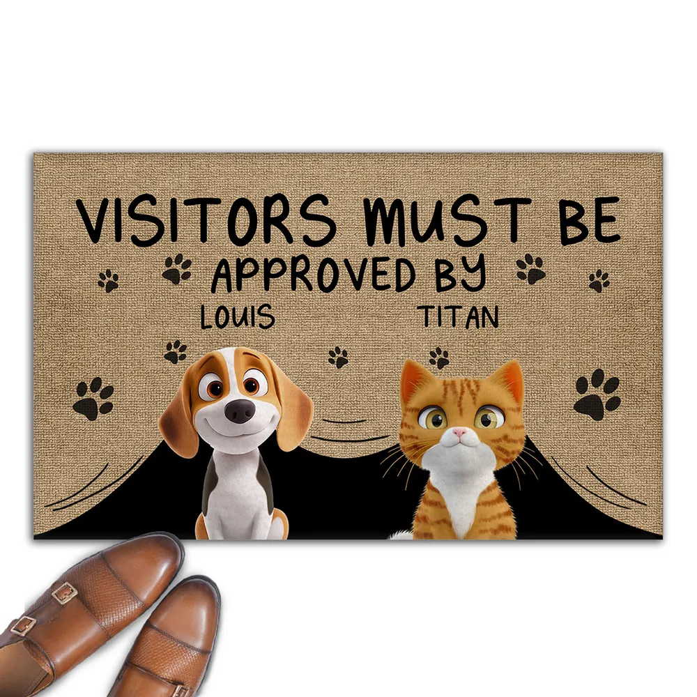 Personalized "Visitors Must Be Approved by the Dogs" Doormat – Custom Pet Door Mat for Dog Lovers