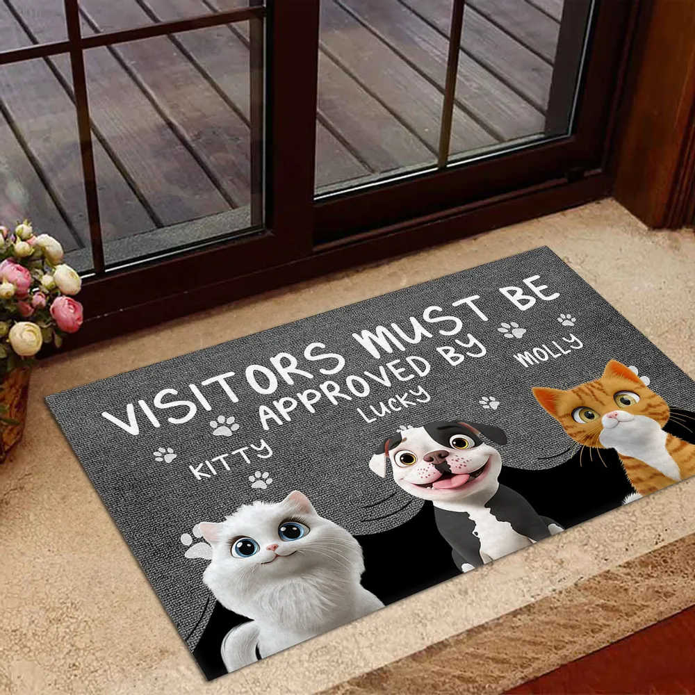 Personalized "Visitors Must Be Approved by the Dogs" Doormat – Custom Pet Door Mat for Dog Lovers - Image 4