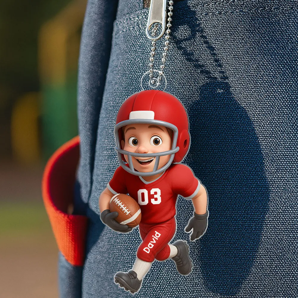 Personalized American Football Player Acrylic Ornament – Surprise Gift for Son - Image 2
