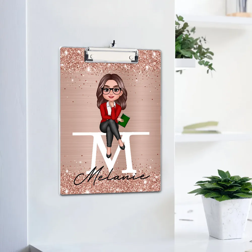 Personalized Acrylic Clipboard For Teacher – Custom Name Gift Featuring Glitter Style, Thoughtful Stationery Gift For Educator, Mentor, or Colleague - Image 3