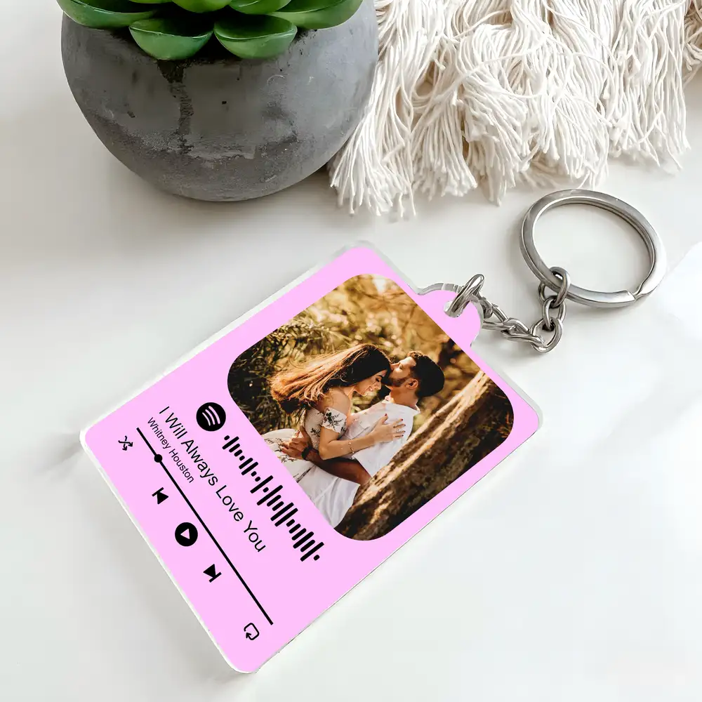 Personalized Acrylic Keychain with Photo and Spotify Code  – Romantic Gift for Couple, Valentine's Day Keepsake - Image 4