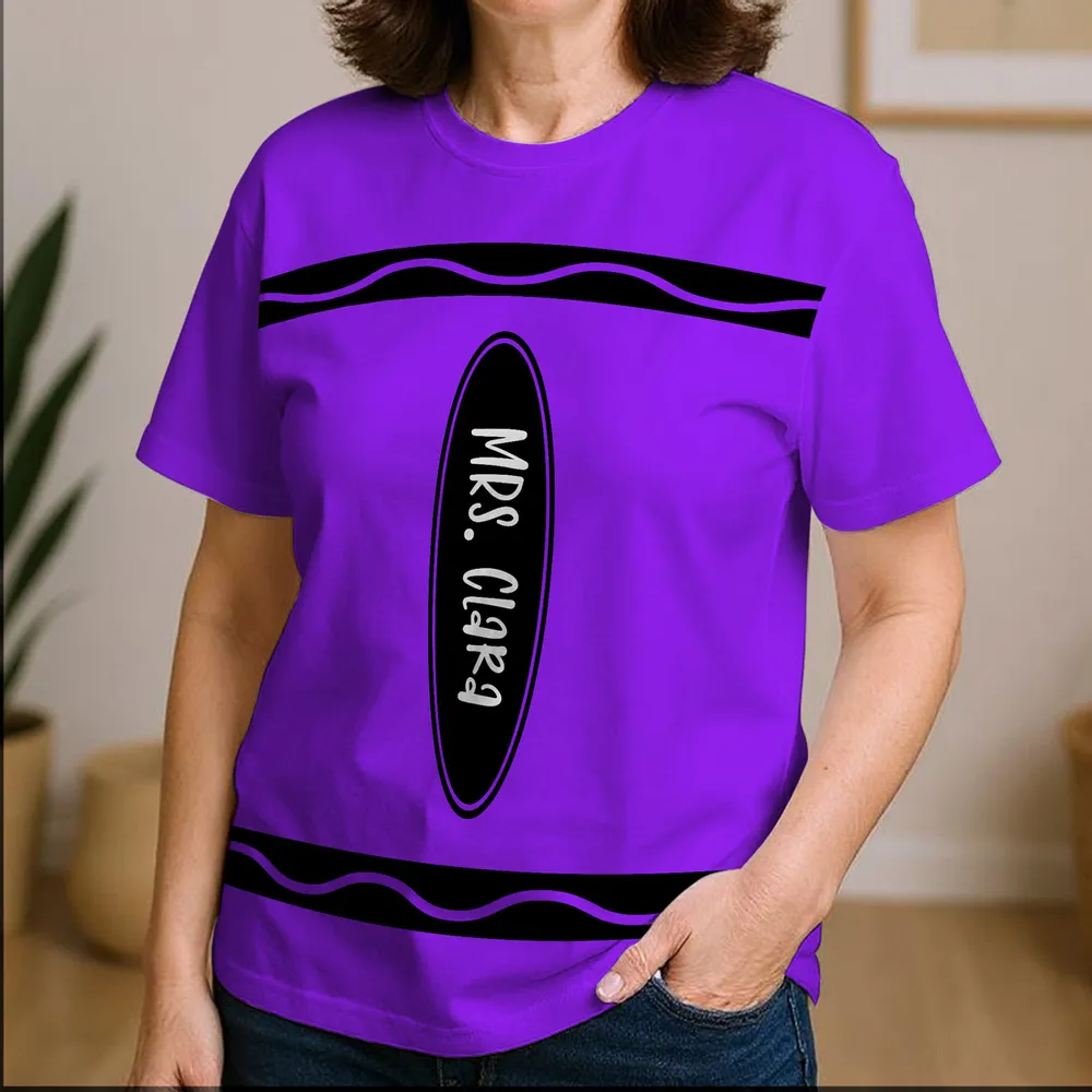 Classic Tee Personalized “MRS. ” or "MR." Teacher Shirt – Purple Tribute Gift