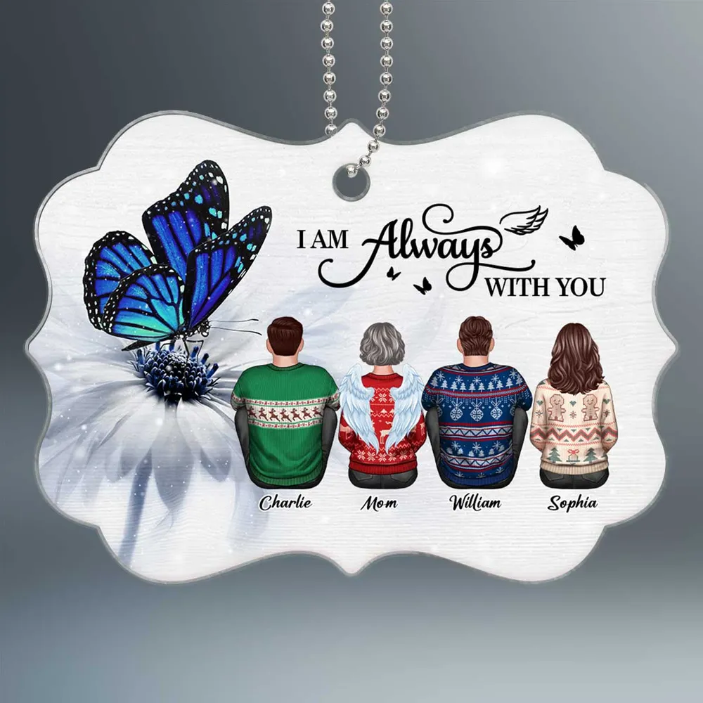 Butterfly I Am Always With You Memorial Personalized Christmas Acrylic Ornament - Image 2