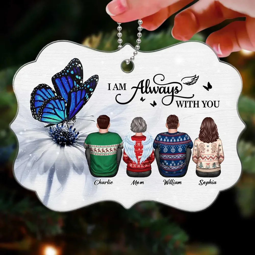 Butterfly I Am Always With You Memorial Personalized Christmas Acrylic Ornament - Image 3