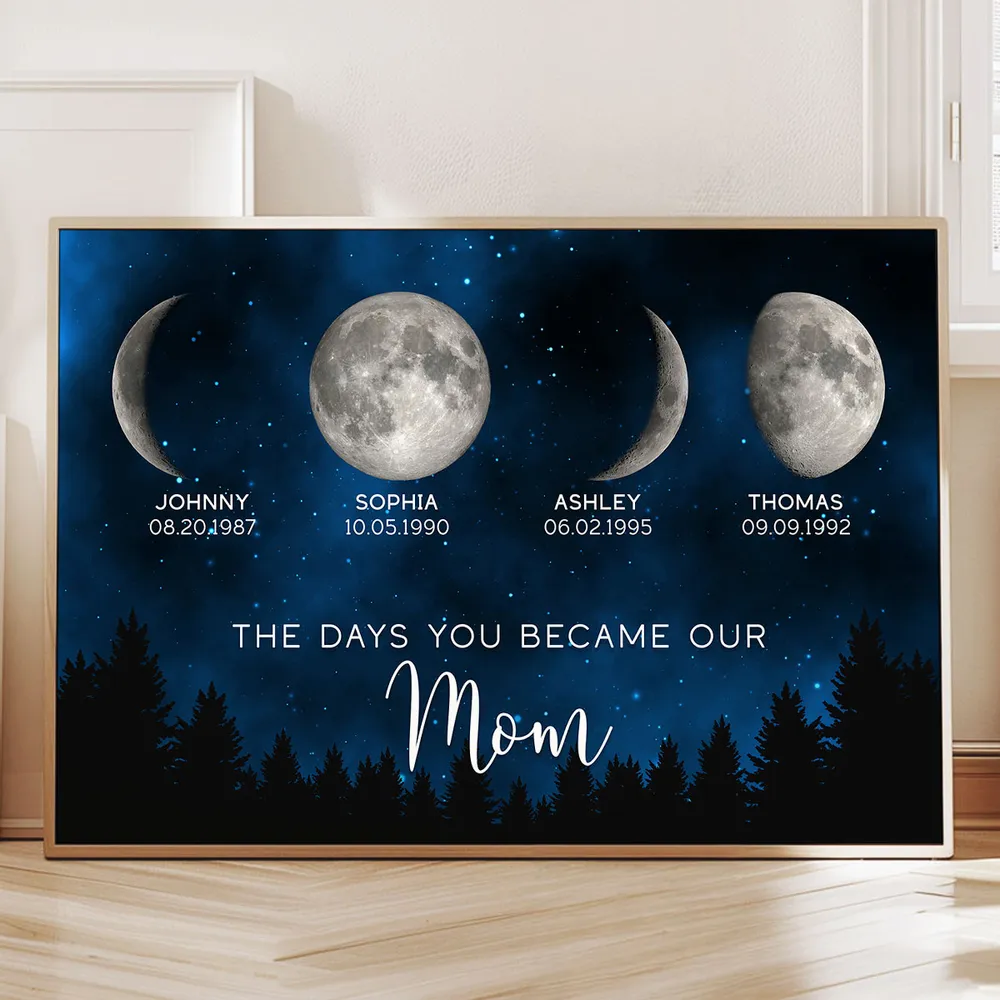 Galaxy Night The Days You Became Our Mom Birthday Moon Phase Personalized Poster, A Heartfelt Gift for Mom’s Birthday, or Just Because - Image 2