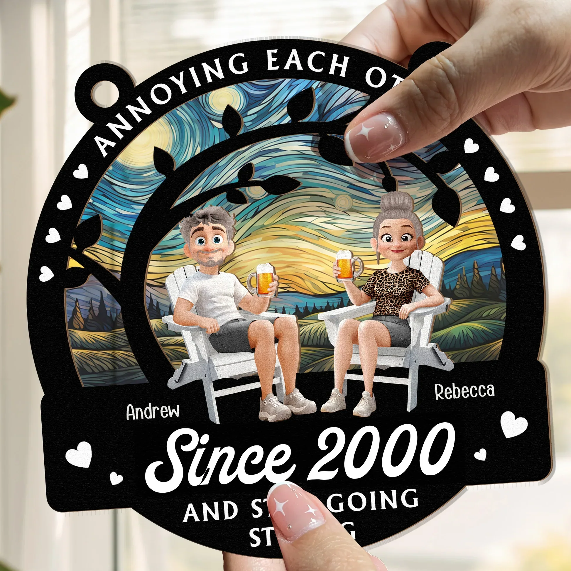 Couple Wood and Acrylic Layered Ornament Surprise Design High Clarity Sturdy and Durable Gift - Image 5