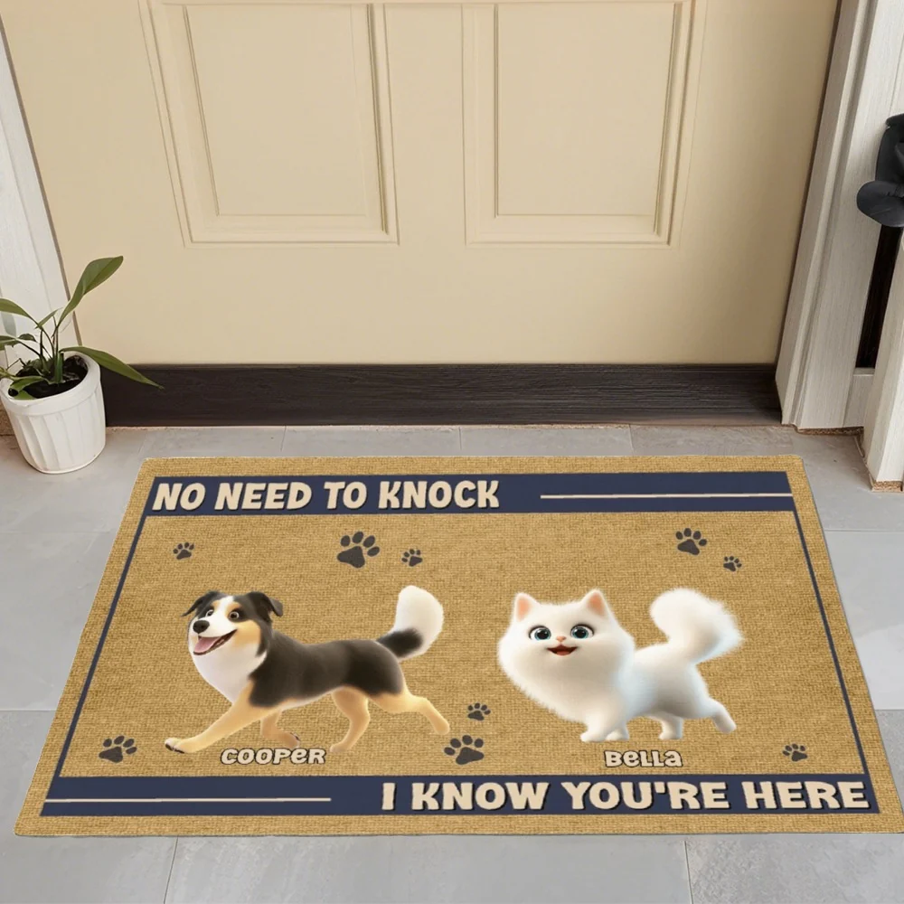 Custom Dog and Cat Doormat, Fun Pet-Themed Home Décor and Gift