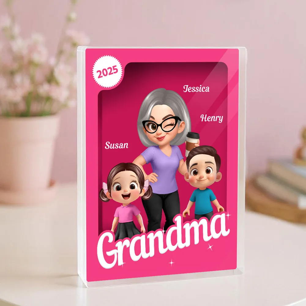 Rectangle Acrylic Block Plaque for Grandma, Custom Cartoon Design, Smooth Texture, Clear and Heartwarming Gift - Image 4