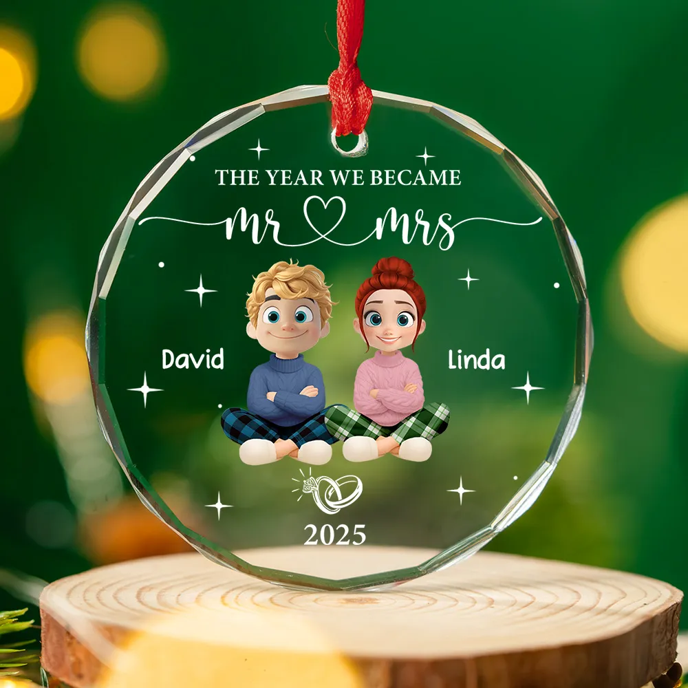 “The Year We Became Mr. & Mrs.” Personalized Couple Ornament - Image 4