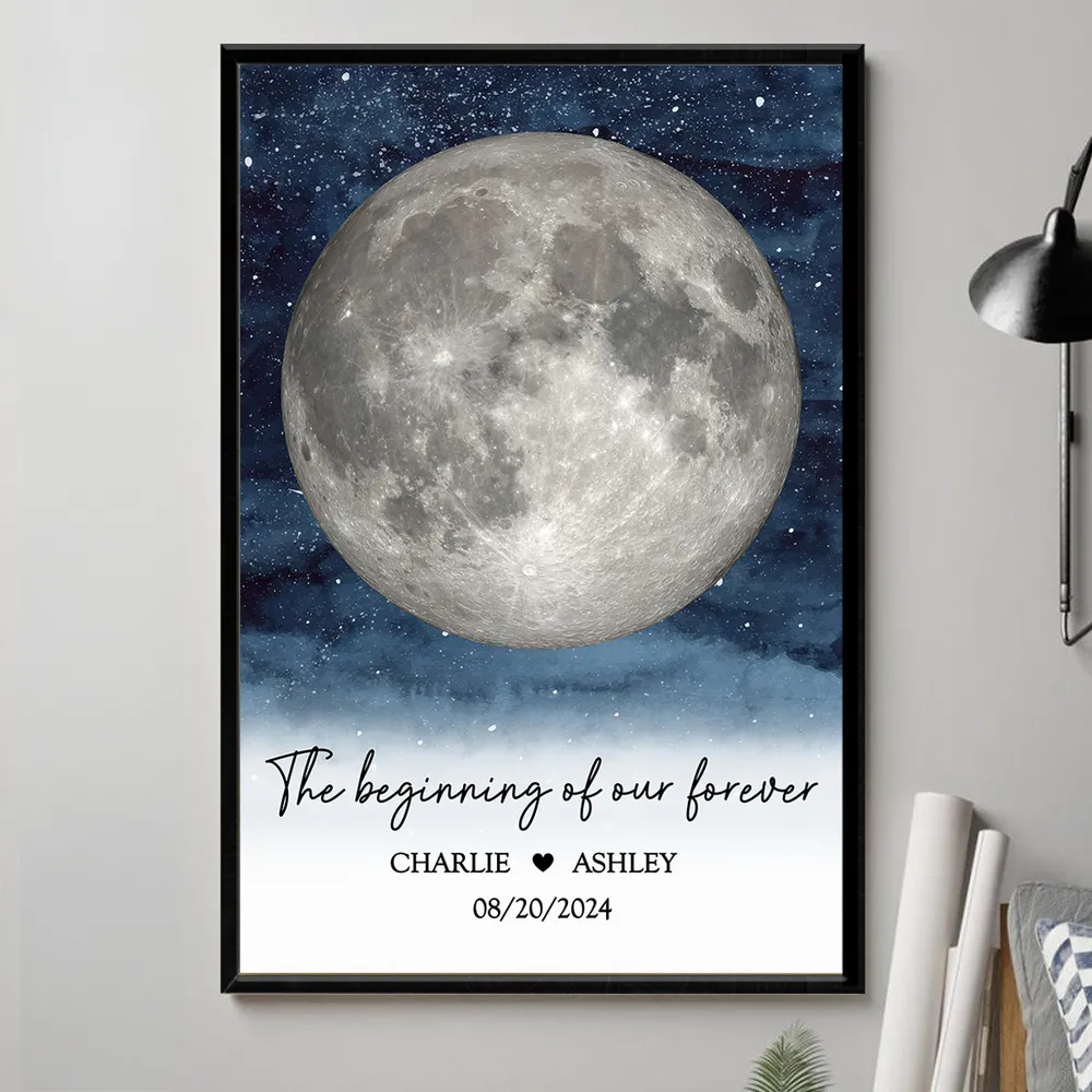 Personalized Moon Poster for Couples, Capture the Start of Your Love Story - Image 2
