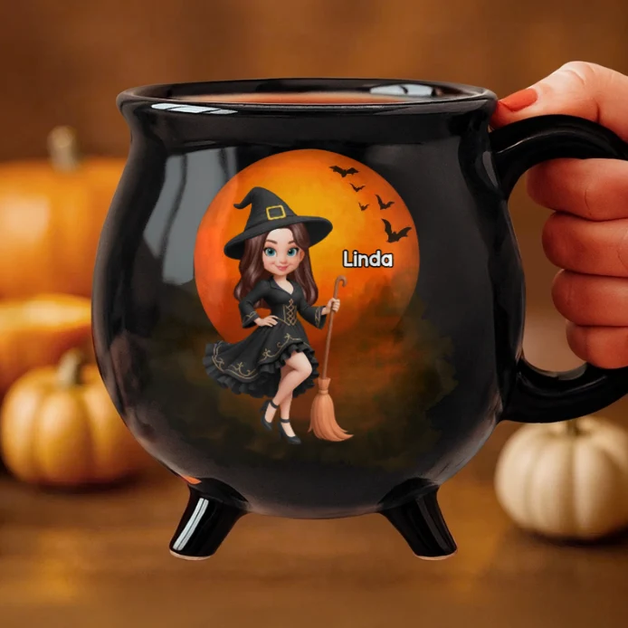 Witch Cauldron Ceramic Mug, Personalized Halloween Gift, Creative Surprise for Sisters & Best Friends - Image 4