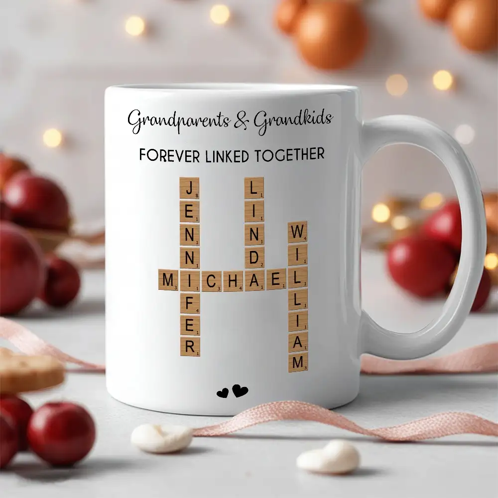 Personalized Crystal Ornament - “Forever Linked Together” Family Name Puzzle, Heartfelt Gift for Grandparents - Image 2