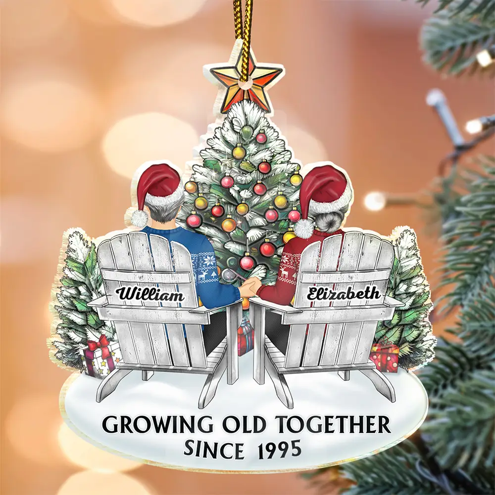 Personalized Acrylic Ornament of Couple Holding Hands under Christmas Tree, Timeless Holiday Gift of Love - Image 2