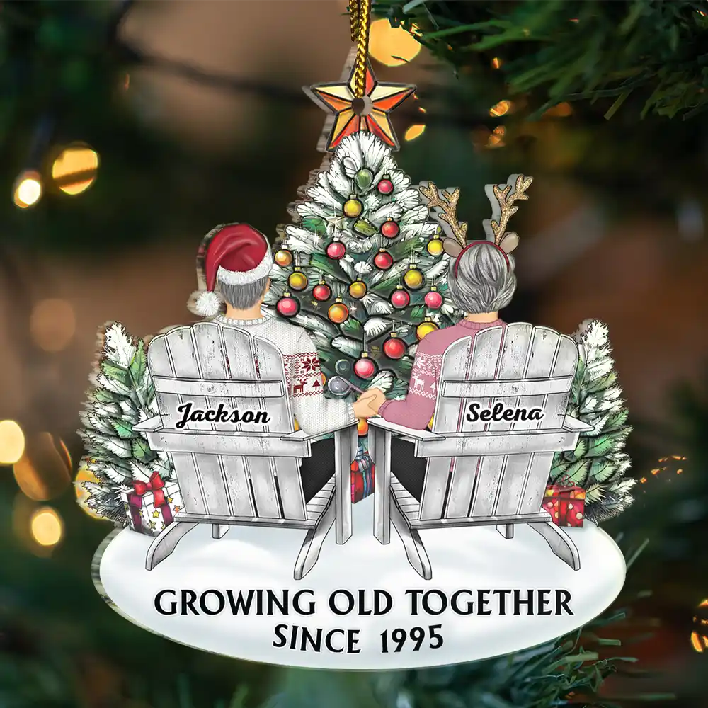 Personalized Acrylic Ornament of Couple Holding Hands under Christmas Tree, Timeless Holiday Gift of Love - Image 4