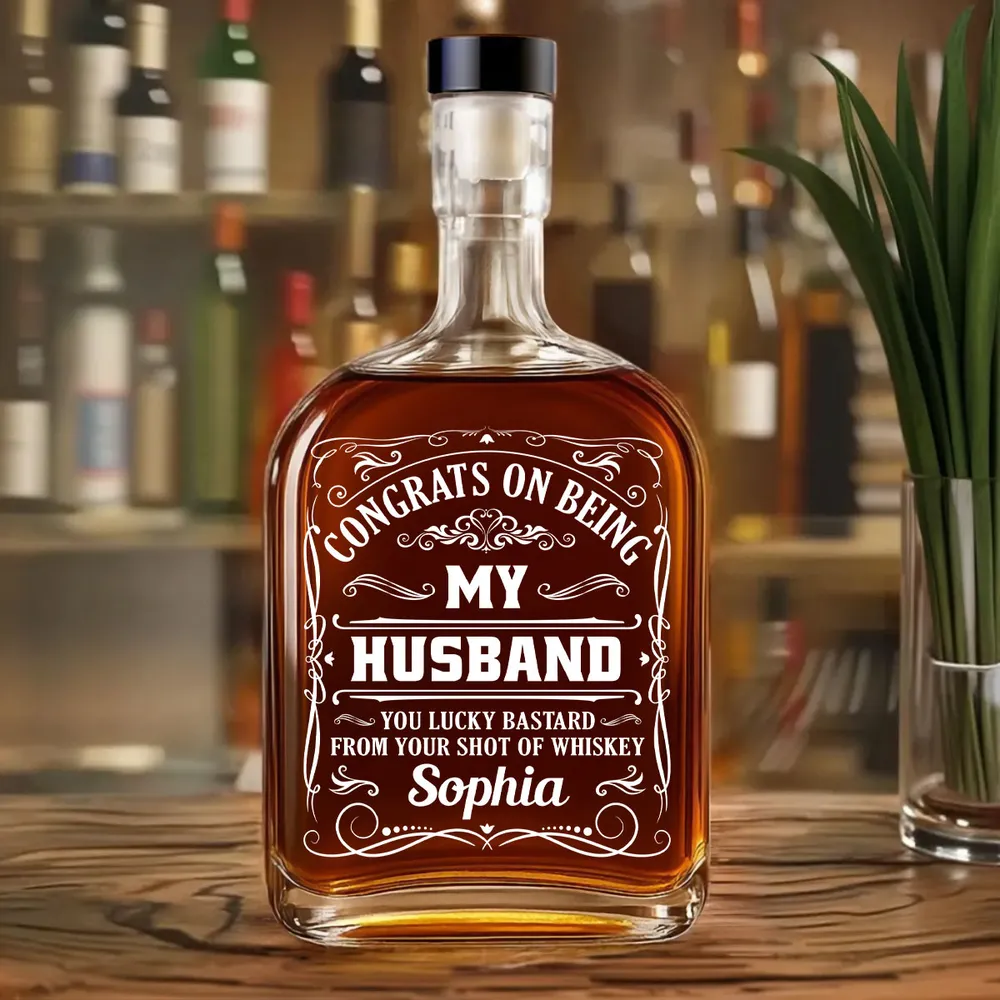Whiskey Glass Spirits Decanter with Funny Engraved Design, Unique Gift for Husband - Image 2