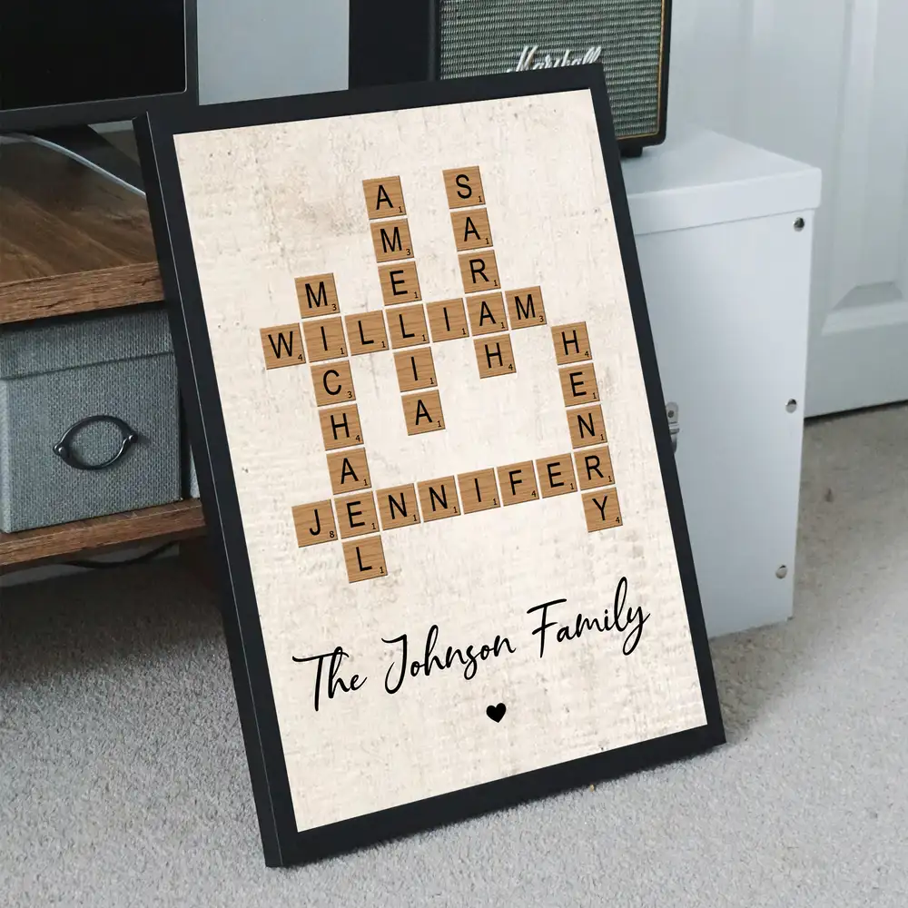 Custom Family Name Poster - Personalized Crossword Design Canvas - Image 4