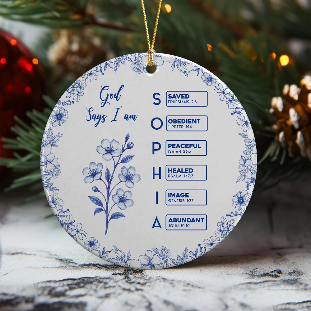Ceramic Ornament with Bible Verses, Christian Christmas Tree Decoration Filled with Blessings - Image 3
