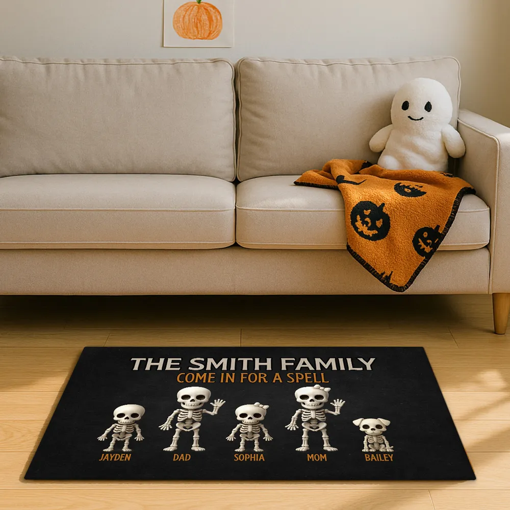 Skeleton Family Welcome Standard Doormat, Halloween Décor for Fun Entryway Ambiance - Image 4