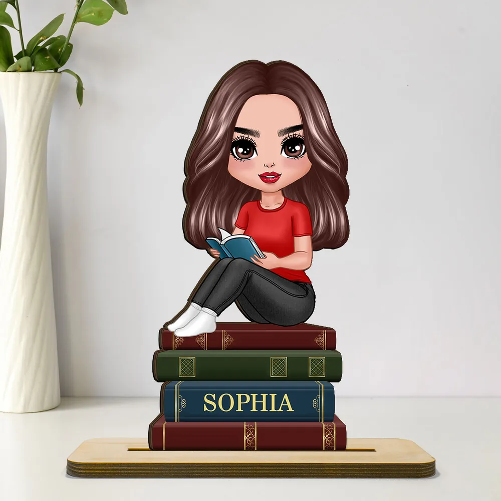 Wooden Plaque Reader Figurine, Book-Themed Decor Accent, Cozy Reading Vibe, Perfect Gift for Book Lovers - Image 2