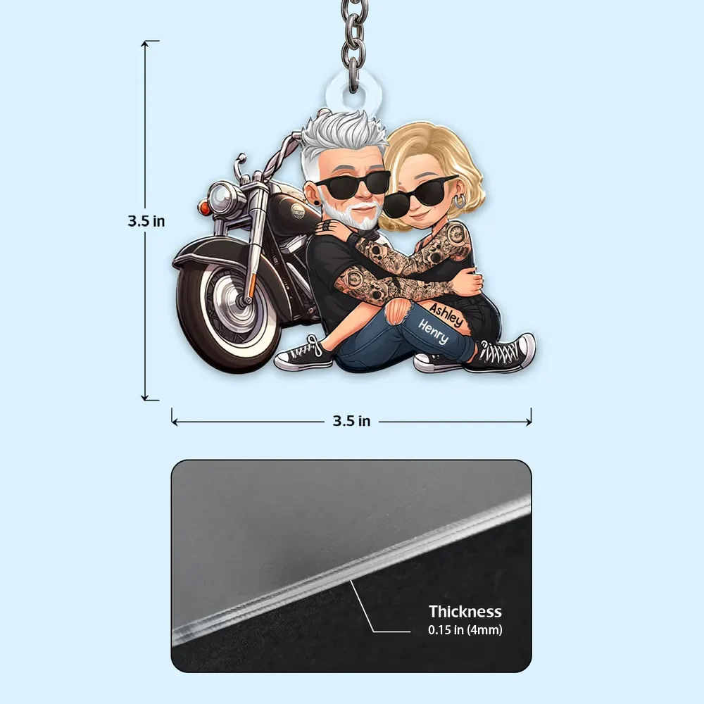 Acrylic Keychain with Couple and Motorcycle Design, High Clarity, Romantic Gift for Couples - Image 8