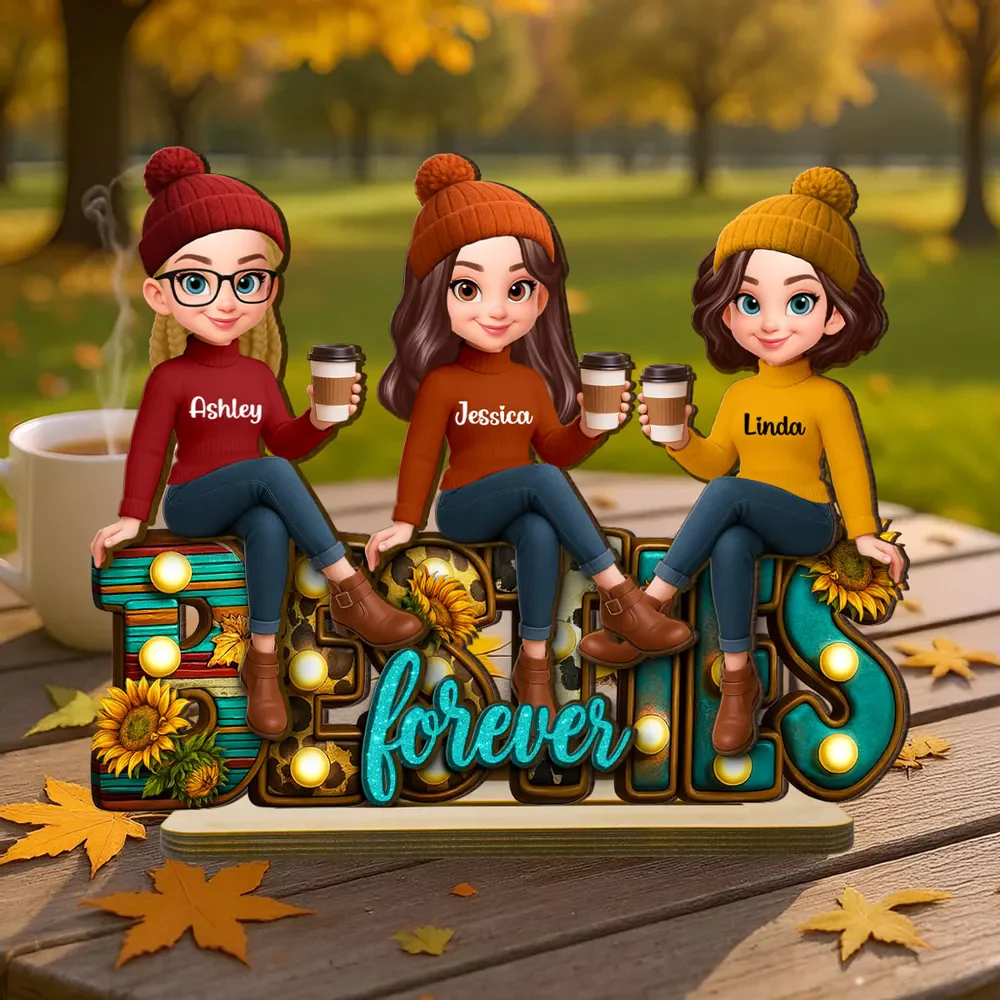 Besties Forever Wooden Plaque, Sunflower Accent Design, Friendship Gift for Her - Image 4