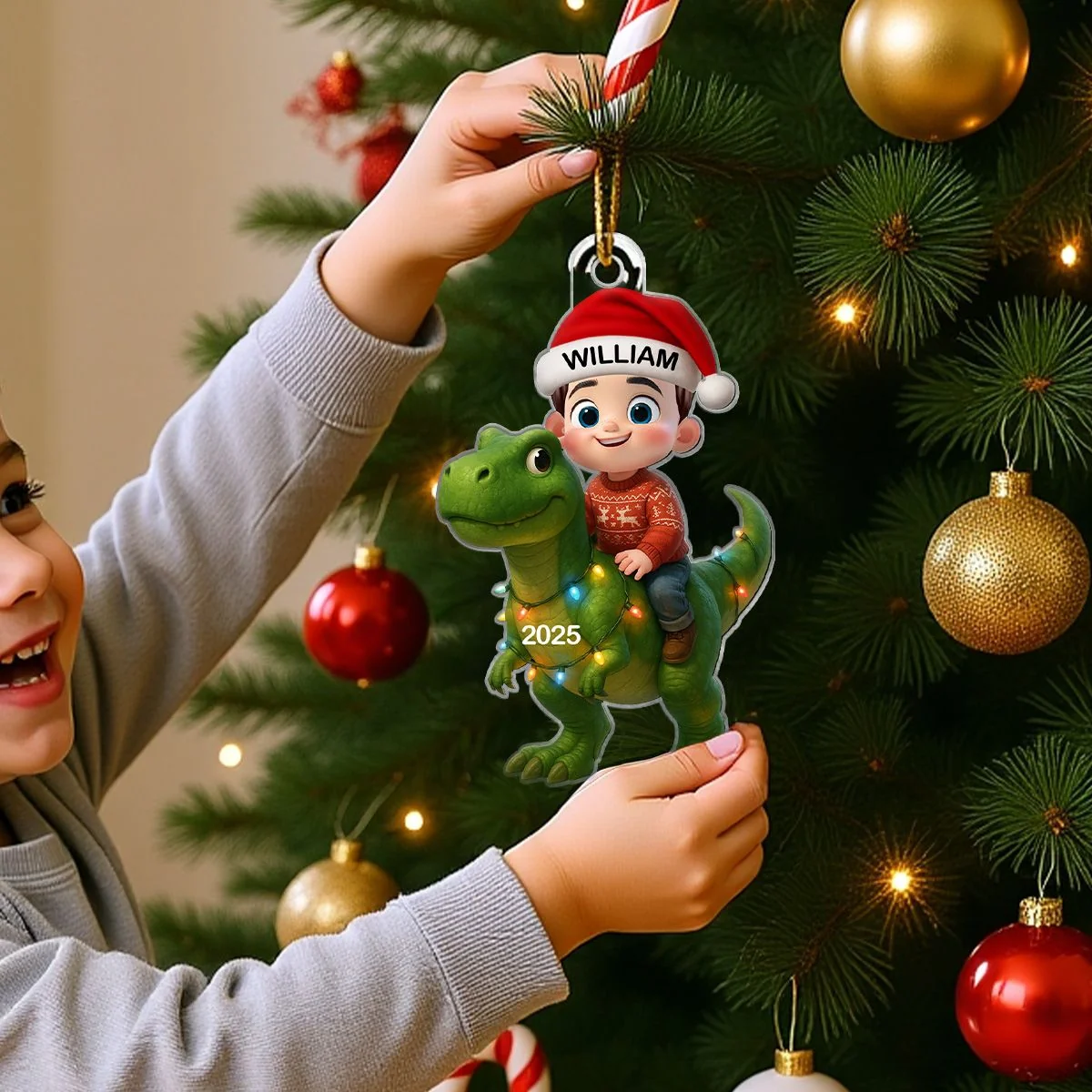 Christmas Dinosaur Ornament Acrylic High Clarity Gift for Kids - Image 5