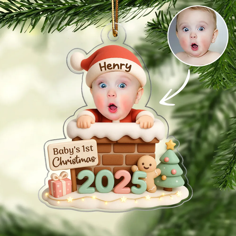 Personalized Baby's First Christmas Ornament with Photo Design - Image 4