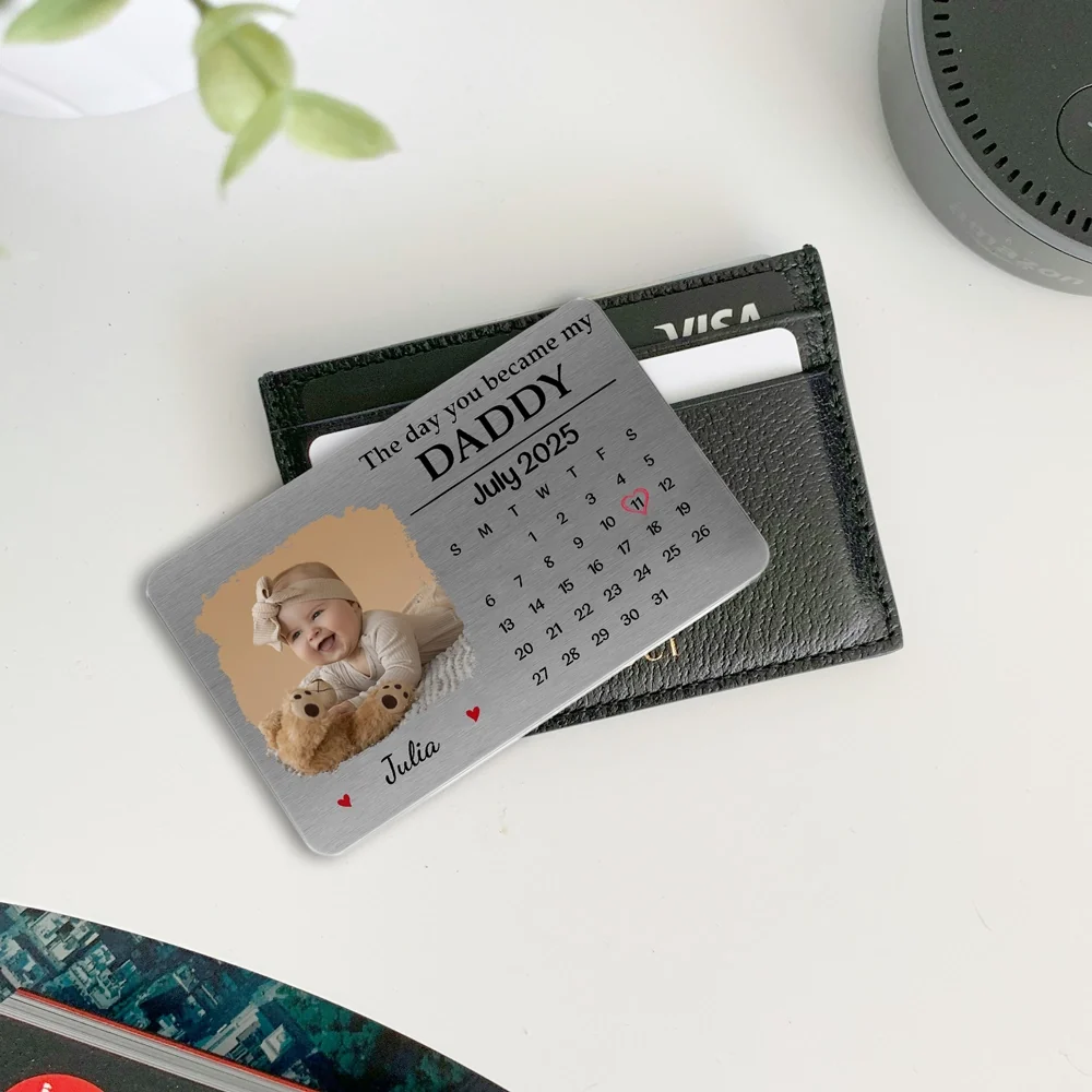 Wallet Card with "The Day You Became" Design, Commemorative Keepsake, Meaningful Gift for Dad - Image 4