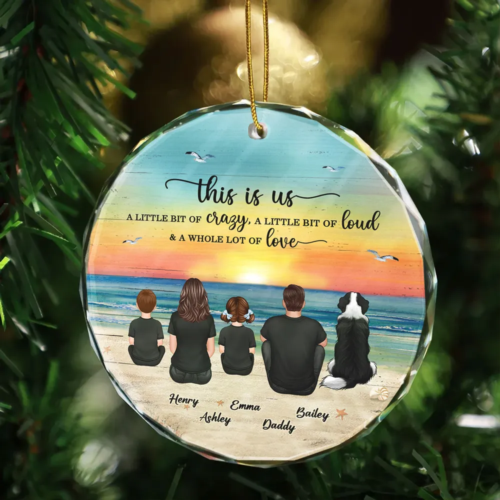 Crystal Ornament with Family Back View and Beach Scene, A Heartwarming Gift for Loved Ones - Image 3