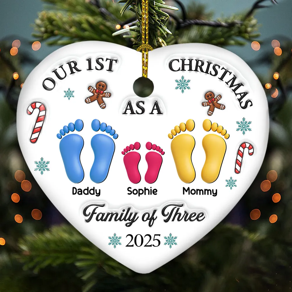 Ceramic Heart Ornament with Family of Three Design, Perfect Christmas Gift for Cherished Moments - Image 5