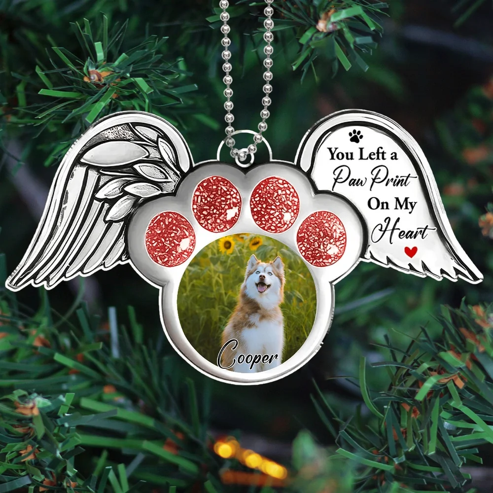 Acrylic Ornament with Angel Wings & Paw Print – Pet Memorial Keepsake for Dog Lovers, heartfelt gift for Christmas and beyond - Image 2
