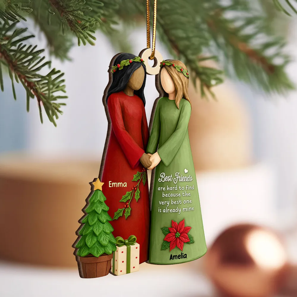 Christmas Wooden Ornament Featuring Friendship Theme · Heartwarming Décor Piece · A Thoughtful Gift for Friends - Image 5