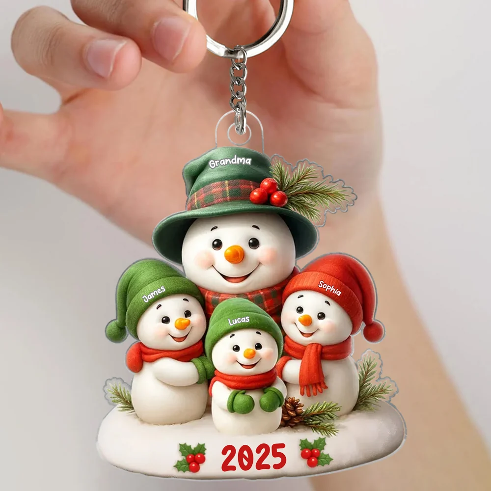 Acrylic Ornament Snowman Family Design for Holiday Décor, Warm Festive Accent, Gift-Ready for Grandma and Family - Image 3