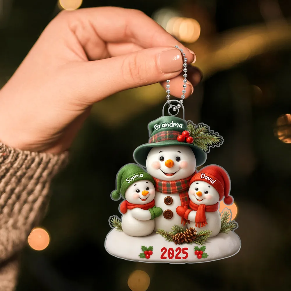 Acrylic Ornament Snowman Family Design for Holiday Décor, Warm Festive Accent, Gift-Ready for Grandma and Family - Image 7