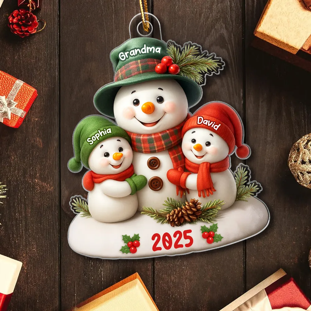 Acrylic Ornament Snowman Family Design for Holiday Décor, Warm Festive Accent, Gift-Ready for Grandma and Family - Image 8