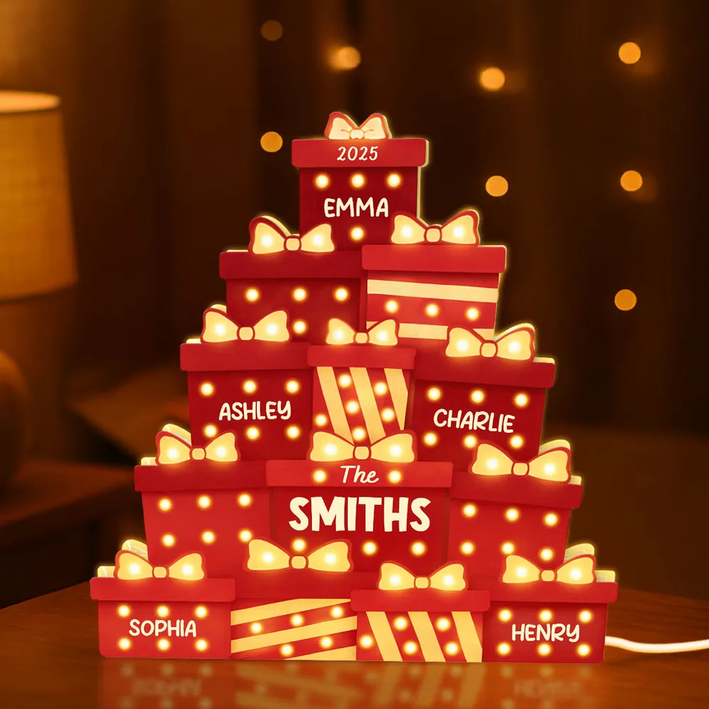Christmas Acrylic Light Box with Marquee Gift-Box Tree, Warm Glow, Personalized, Unique Gift for Family & Friends - Image 6