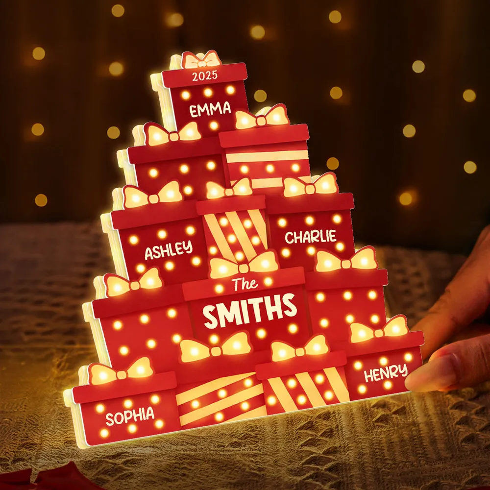 Christmas Acrylic Light Box with Marquee Gift-Box Tree, Warm Glow, Personalized, Unique Gift for Family & Friends - Image 8