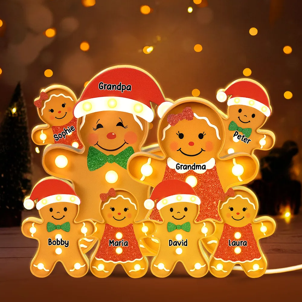 Family Acrylic Light Box – Personalized Gingerbread Christmas Decoration, Clear and Collectible Holiday Gift - Image 3