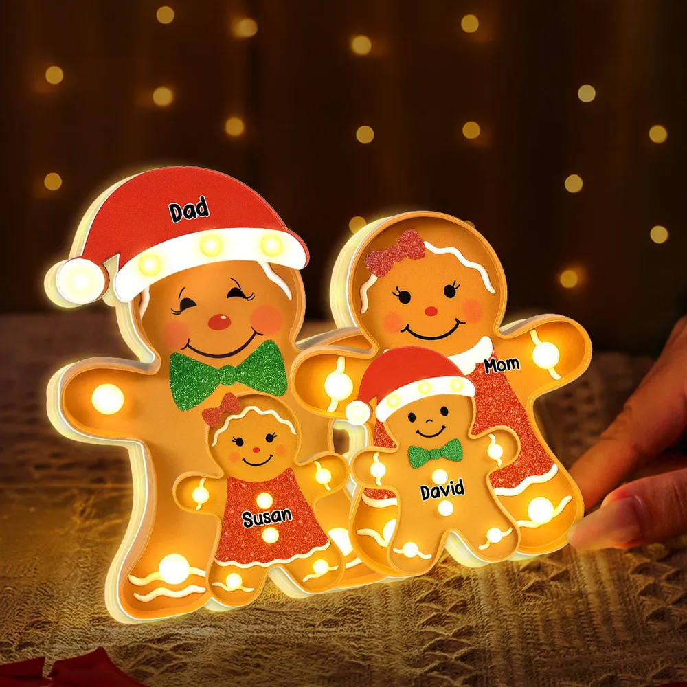 Family Acrylic Light Box – Personalized Gingerbread Christmas Decoration, Clear and Collectible Holiday Gift - Image 6