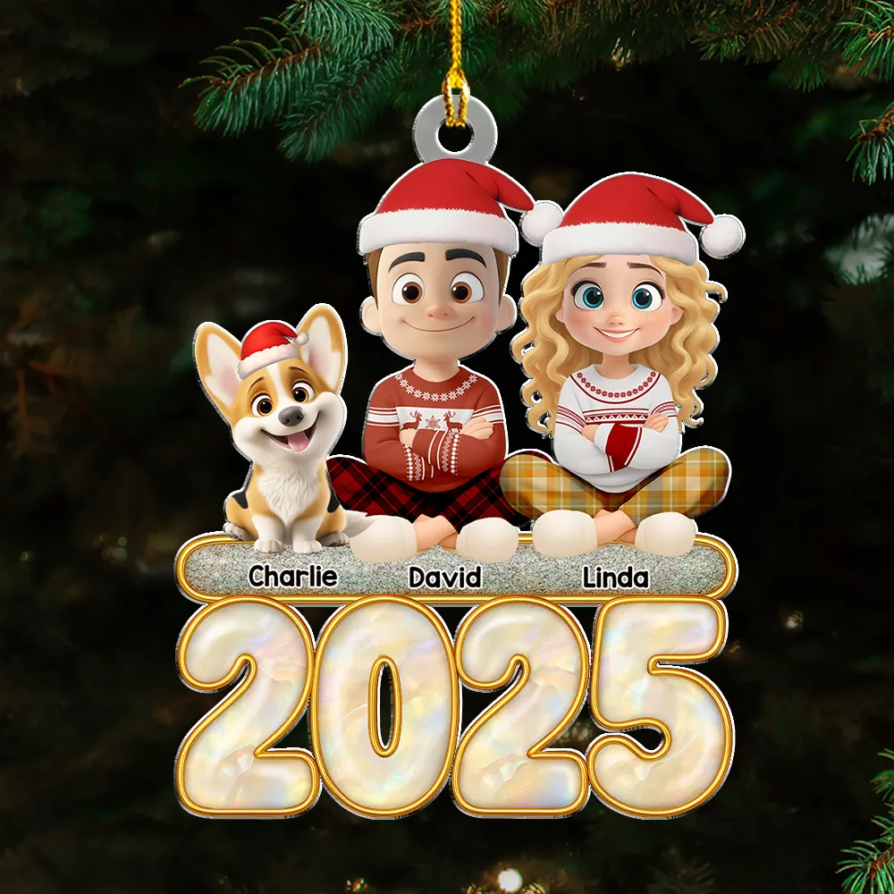 2025 Couple & Dog Acrylic Ornament – Personalized Christmas Keepsake, High-Clarity Collectible Gift for Families - Image 2