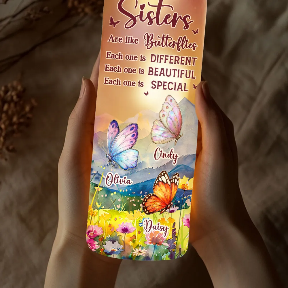 Butterfly Sisters Bottle Lamp with Warm Glow, Perfect Gift for Special Bond - Image 4