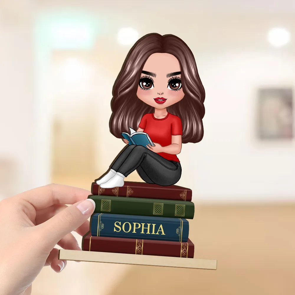 Wooden Plaque Reader Figurine, Book-Themed Decor Accent, Cozy Reading Vibe, Perfect Gift for Book Lovers - Image 5