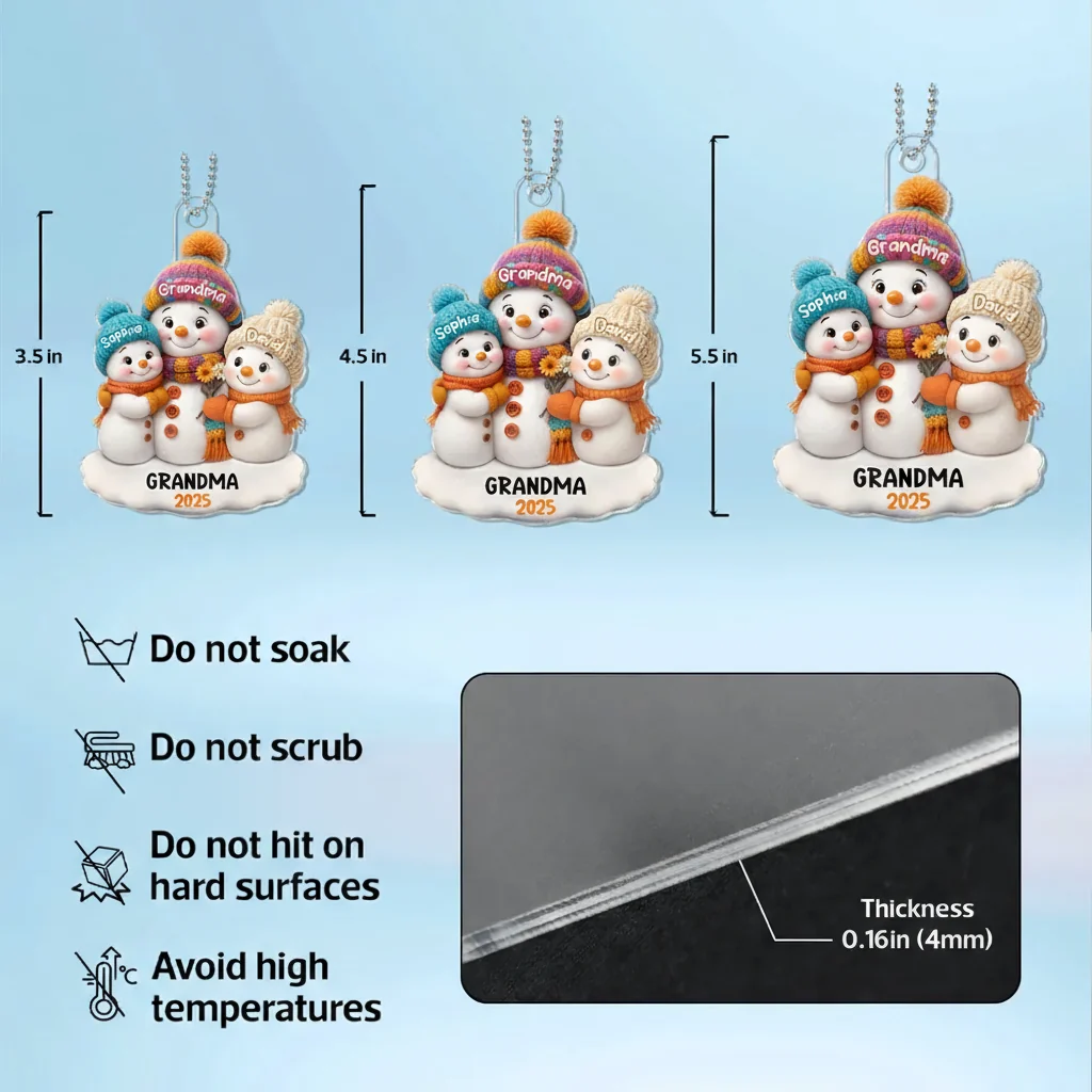 Snowman Acrylic Ornament with Cozy Family Scene for Grandma – Perfect Christmas Gift - Image 4