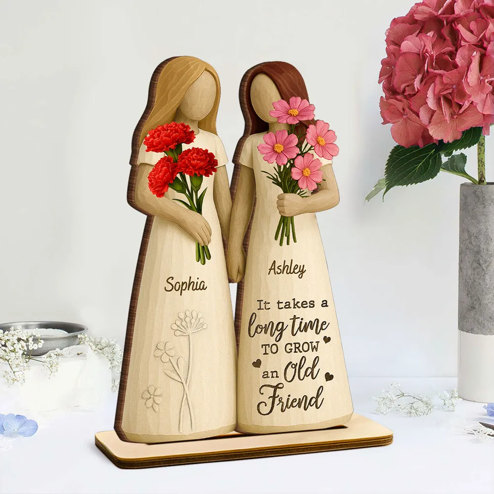 Wooden Plaque for Best Friends – Hand-in-Hand figurine with flowers, cozy mantel décor and heartwarming keepsake, perfect gift to celebrate lifelong friendship - Image 11