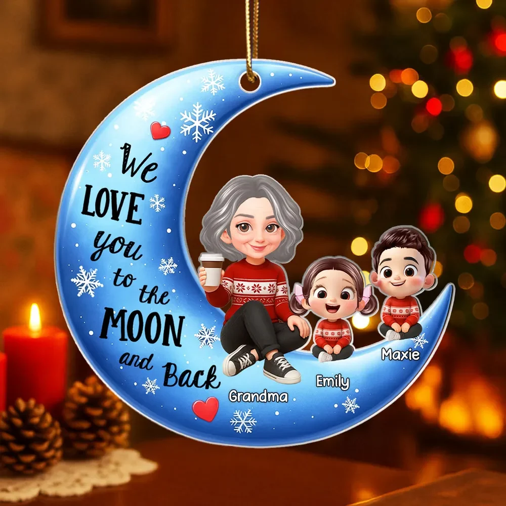 Moon Shaped Acrylic Ornament – Custom Gift with "I Love You to the Moon and Back" Quote - Image 5