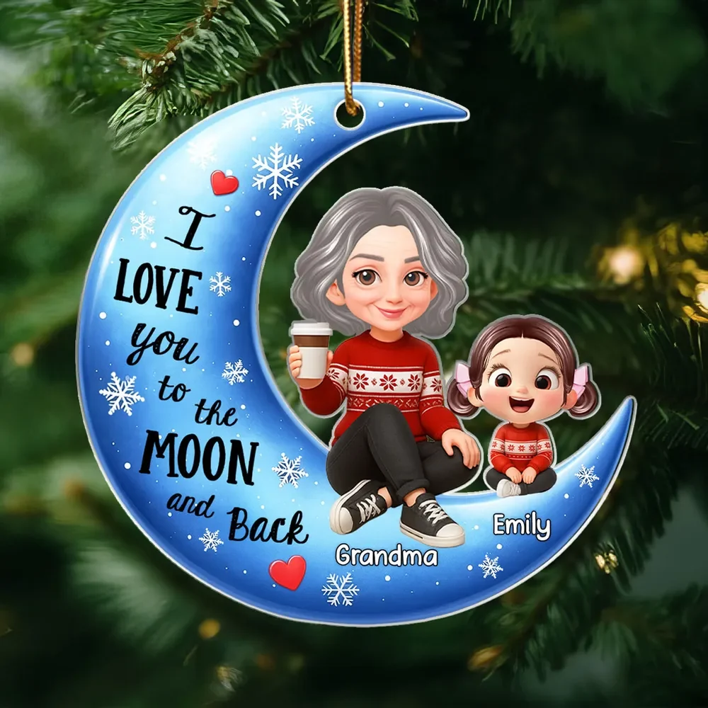 Moon Shaped Acrylic Ornament – Custom Gift with "I Love You to the Moon and Back" Quote - Image 6