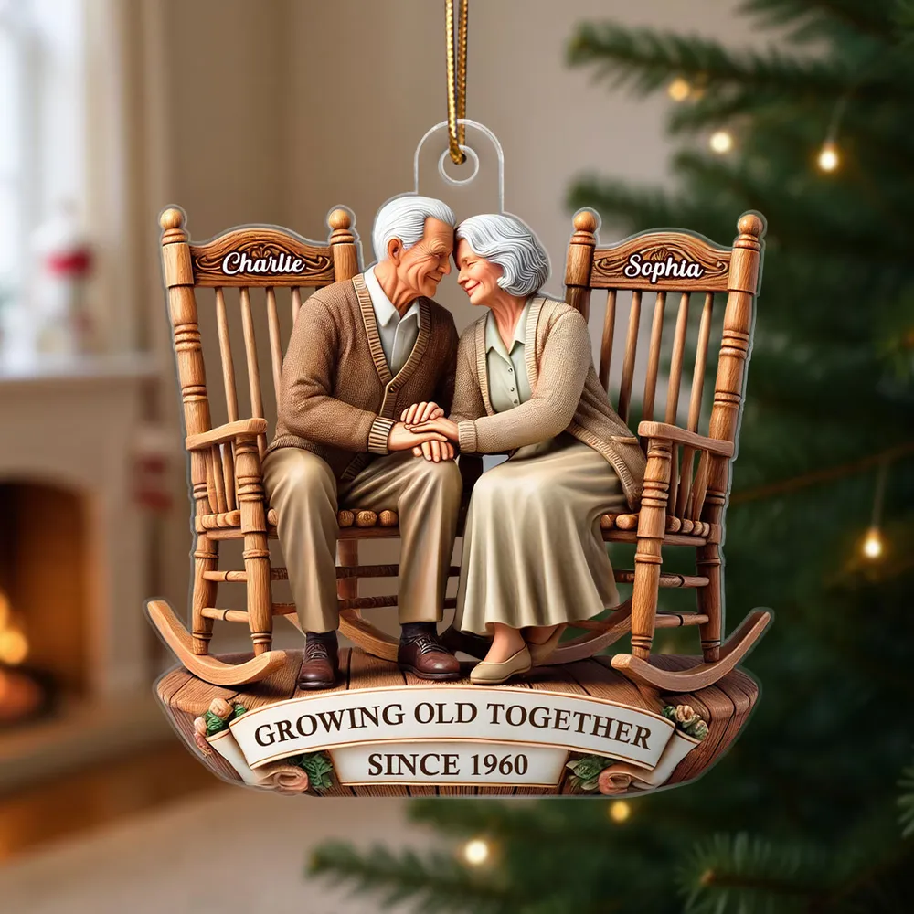 Growing Old Together Couple Acrylic Ornament – Personalized Anniversary Gift - Image 3