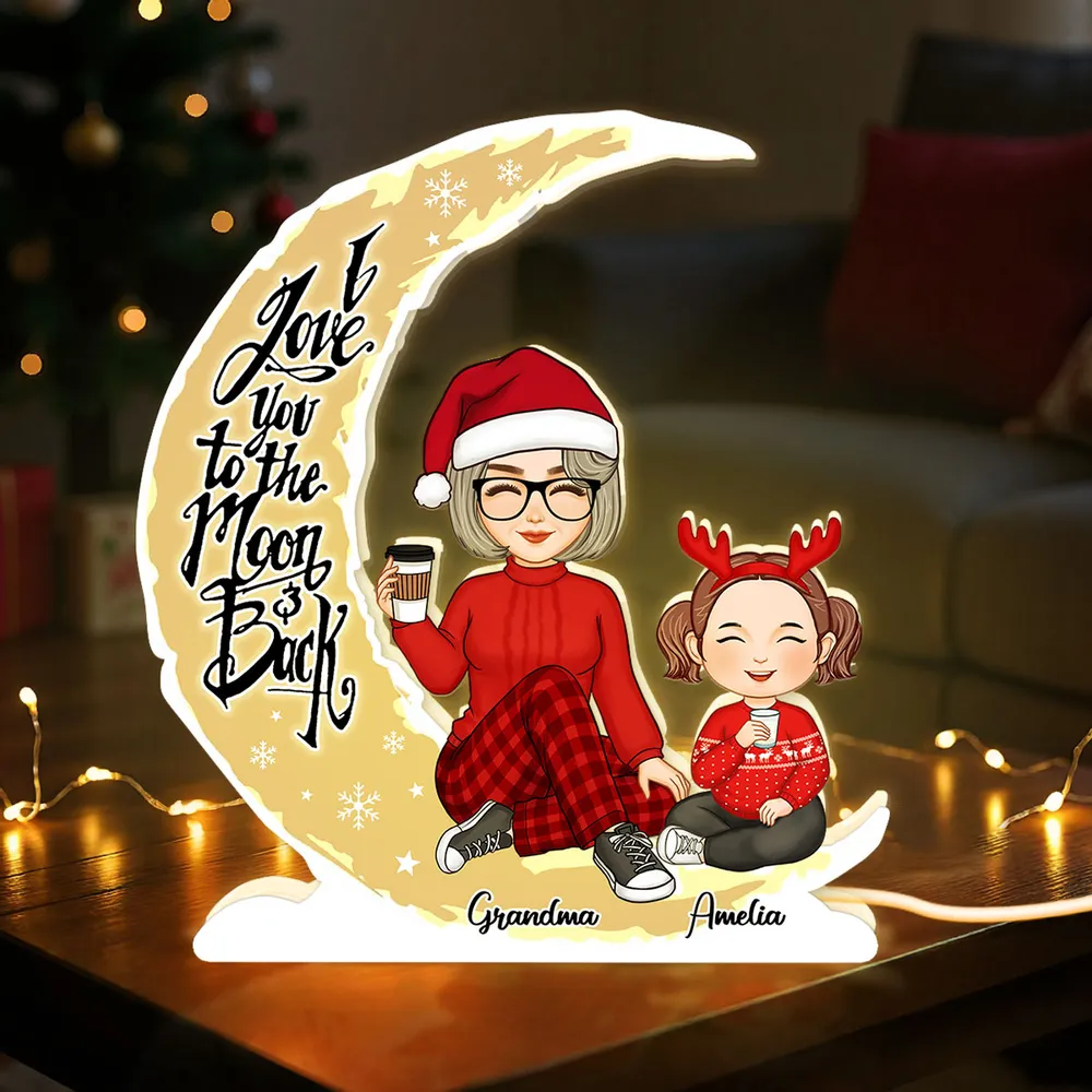 Grandma and Granddaughter Heartwarming Moonlight Lamp, Customizable Love Quote Light Box - Image 2
