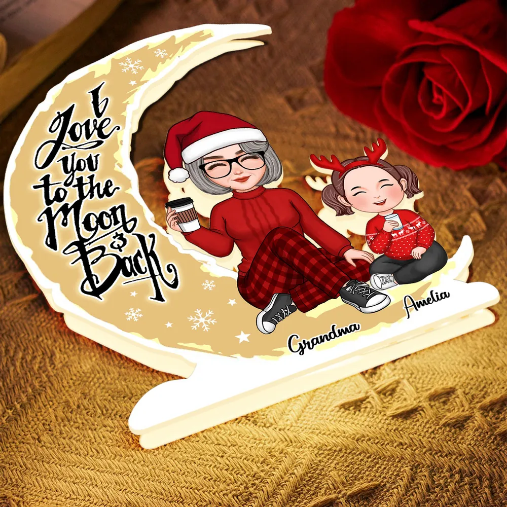 Grandma and Granddaughter Heartwarming Moonlight Lamp, Customizable Love Quote Light Box - Image 6
