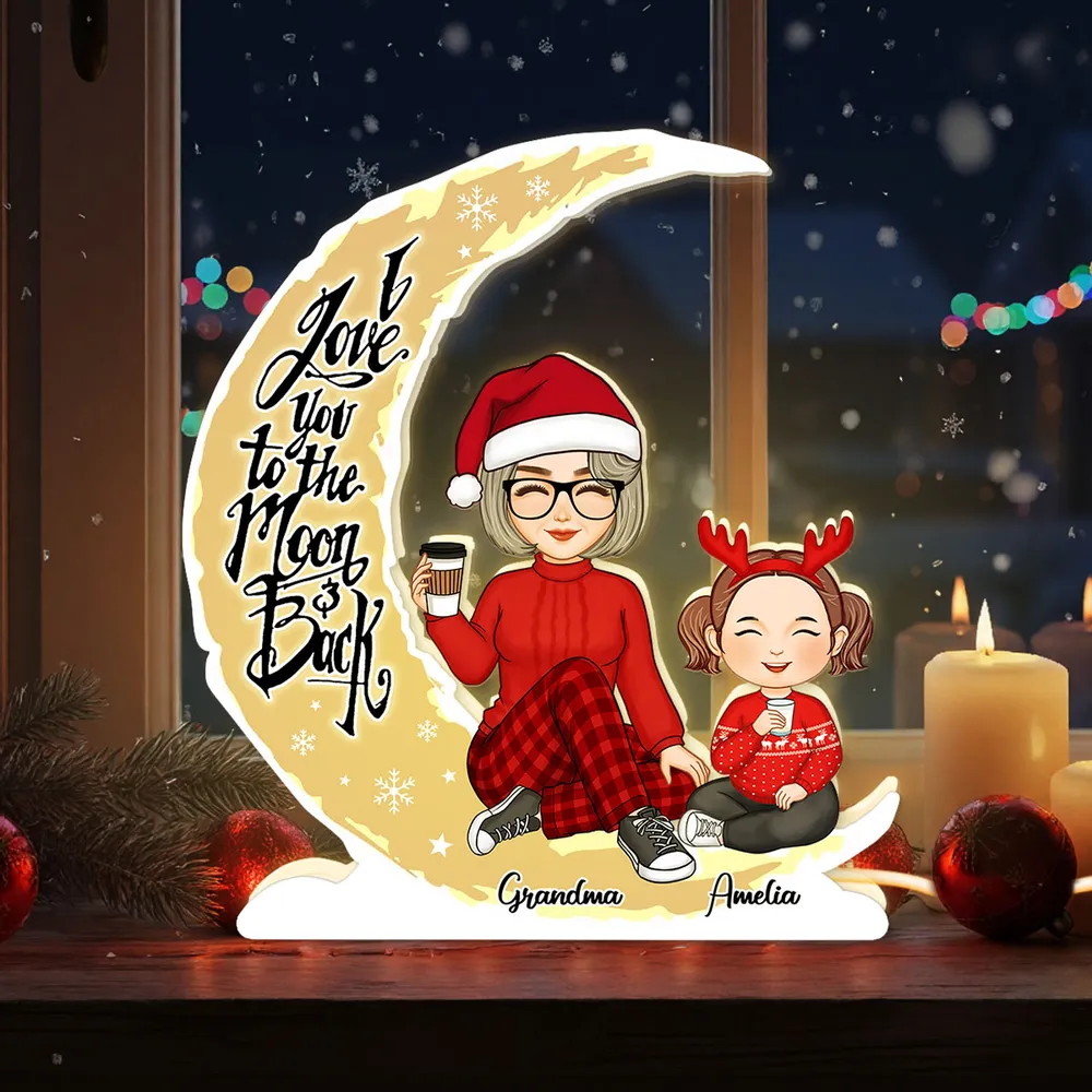 Grandma and Granddaughter Heartwarming Moonlight Lamp, Customizable Love Quote Light Box - Image 7